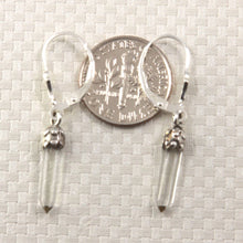 Load image into Gallery viewer, Solid Sterling Silver 925 Crystal Hexagonal Point Earrings (35mm)