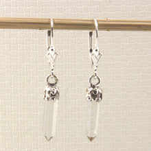 Load image into Gallery viewer, Solid Sterling Silver 925 Crystal Hexagonal Point Earrings (35mm)
