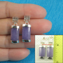 Load image into Gallery viewer, Solid Sterling Silver 925 Good Fortune Lavender Jade Dangle Earrings