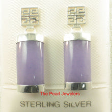 Load image into Gallery viewer, Solid Sterling Silver 925 Good Fortune Lavender Jade Dangle Earrings