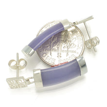 Load image into Gallery viewer, Solid Sterling Silver 925 Good Fortune Lavender Jade Dangle Earrings
