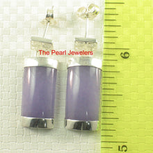 Load image into Gallery viewer, Solid Sterling Silver 925 Good Fortune Lavender Jade Dangle Earrings