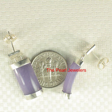 Load image into Gallery viewer, Solid Sterling Silver 925 Good Fortune Lavender Jade Dangle Earrings