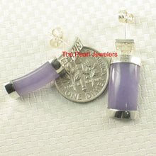 Load image into Gallery viewer, Solid Sterling Silver 925 Good Fortune Lavender Jade Dangle Earrings