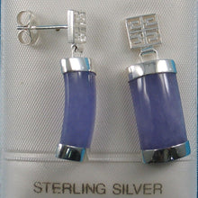 Load image into Gallery viewer, Solid Sterling Silver 925 Good Fortune Lavender Jade Dangle Earrings