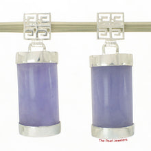 Load image into Gallery viewer, Solid Sterling Silver 925 Good Fortune Lavender Jade Dangle Earrings