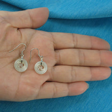 Load image into Gallery viewer, Solid Sterling Silver 925 Good Fortune Celadon Jade Hook Earrings