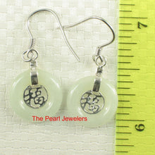 Load image into Gallery viewer, Solid Sterling Silver 925 Good Fortune Celadon Jade Hook Earrings