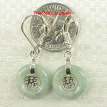 Load image into Gallery viewer, Solid Sterling Silver 925 Good Fortune Celadon Green Jade Leverback Earrings