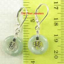 Load image into Gallery viewer, Solid Sterling Silver 925 Good Fortune Celadon Green Jade Leverback Earrings