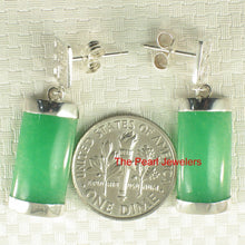 Load image into Gallery viewer, Solid Sterling Silver 925 Good Fortune Green Jade Dangle Earrings