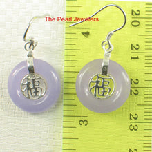 Load image into Gallery viewer, Solid Sterling Silver 925 Good Fortune Lavender Jade Hook Earrings