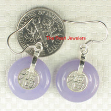 Load image into Gallery viewer, Solid Sterling Silver 925 Good Fortune Lavender Jade Hook Earrings