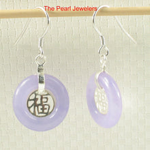 Load image into Gallery viewer, Solid Sterling Silver 925 Good Fortune Lavender Jade Hook Earrings