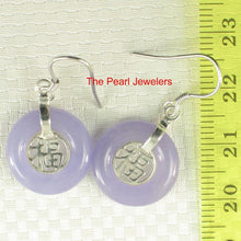 Load image into Gallery viewer, Solid Sterling Silver 925 Good Fortune Lavender Jade Hook Earrings