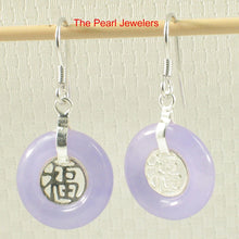 Load image into Gallery viewer, Solid Sterling Silver 925 Good Fortune Lavender Jade Hook Earrings
