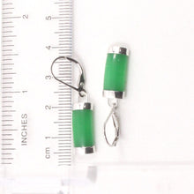 Load image into Gallery viewer, Solid Sterling Silver 925 Green Jade Curved Leverback Earrings