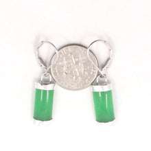 Load image into Gallery viewer, Solid Sterling Silver 925 Green Jade Curved Leverback Earrings