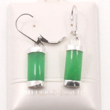 Load image into Gallery viewer, Solid Sterling Silver 925 Green Jade Curved Leverback Earrings