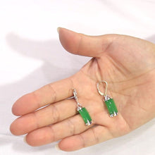 Load image into Gallery viewer, Solid Sterling Silver 925 Curved Green Jade Leverback Earrings