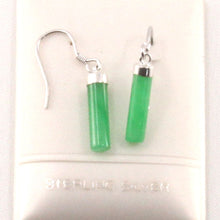 Load image into Gallery viewer, Solid Sterling Silver 925 Green Jade Tube Fish Hook Earrings
