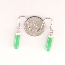Load image into Gallery viewer, Solid Sterling Silver 925 Green Jade Tube Fish Hook Earrings