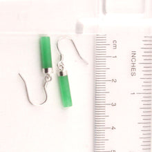 Load image into Gallery viewer, Solid Sterling Silver 925 Green Jade Tube Fish Hook Earrings