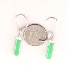 Load image into Gallery viewer, Solid Sterling Silver 925 Green Jade Tube Leverback Earrings