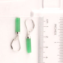 Load image into Gallery viewer, Solid Sterling Silver 925 Green Jade Tube Leverback Earrings