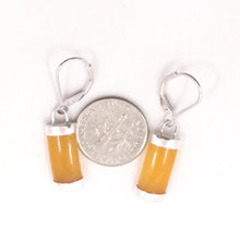 Load image into Gallery viewer, Solid Sterling Silver 925 Honey Jade Curved Leverback Earrings
