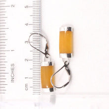 Load image into Gallery viewer, Solid Sterling Silver 925 Honey Jade Curved Leverback Earrings