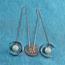 Load image into Gallery viewer, Solid Sterling Silver 925 Jade Bead Threader Earrings