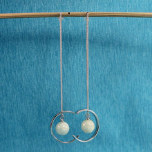 Load image into Gallery viewer, Solid Sterling Silver 925 Jade Bead Threader Earrings