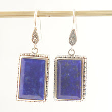 Load image into Gallery viewer, Solid Sterling Silver 925 Lapis Lazuli Antique Finish Hook Earrings