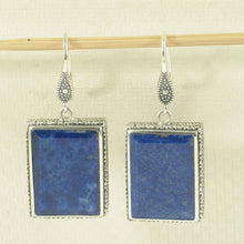Load image into Gallery viewer, Solid Sterling Silver 925 Lapis Lazuli Antique Hook Earrings