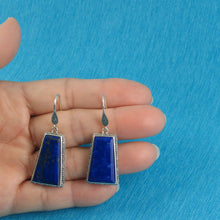 Load image into Gallery viewer, Solid Sterling Silver 925 Lapis Lazuli Antique Hook Earrings (Trapezoid 22mm)