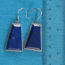 Load image into Gallery viewer, Solid Sterling Silver 925 Lapis Lazuli Antique Hook Earrings (Trapezoid 26mm, Wide)