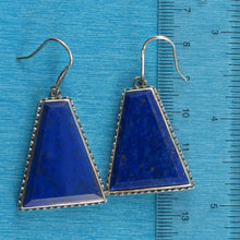 Load image into Gallery viewer, Solid Sterling Silver 925 Lapis Lazuli Antique Hook Earrings (Trapezoid 29mm)