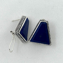 Load image into Gallery viewer, Solid Sterling Silver 925 Lapis Lazuli Omega Clip Earrings
