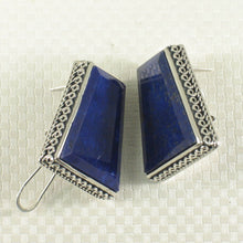 Load image into Gallery viewer, Solid Sterling Silver 925 Large Lapis Lazuli Omega Clip Earrings (20x23mm)