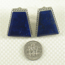 Load image into Gallery viewer, Solid Sterling Silver 925 Large Lapis Lazuli Omega Clip Earrings (20x23mm)