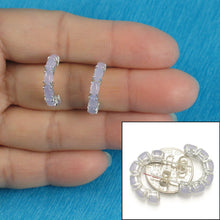 Load image into Gallery viewer, Solid Sterling Silver 925 Lavender Jade 12-Stone C Hoop Earrings