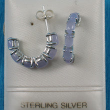 Load image into Gallery viewer, Solid Sterling Silver 925 Lavender Jade 12-Stone C Hoop Earrings