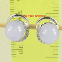 Load image into Gallery viewer, Solid Sterling Silver 925 Lavender Jade & CZ Stud Earrings