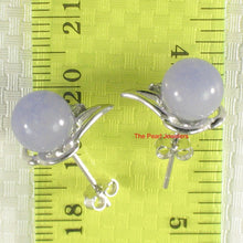 Load image into Gallery viewer, Solid Sterling Silver 925 Lavender Jade & CZ Stud Earrings