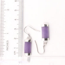 Load image into Gallery viewer, Solid Sterling Silver 925 Lavender Jade Curved Fish Hook Earrings
