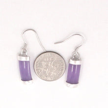 Load image into Gallery viewer, Solid Sterling Silver 925 Lavender Jade Curved Fish Hook Earrings