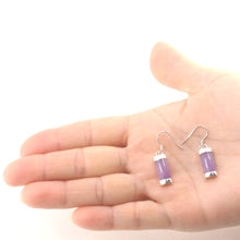 Load image into Gallery viewer, Solid Sterling Silver 925 Lavender Jade Curved Fish Hook Earrings