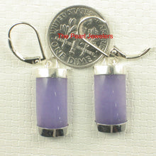 Load image into Gallery viewer, Solid Sterling Silver 925 Curved Lavender Jade Leverback Earrings