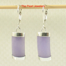 Load image into Gallery viewer, Solid Sterling Silver 925 Curved Lavender Jade Leverback Earrings